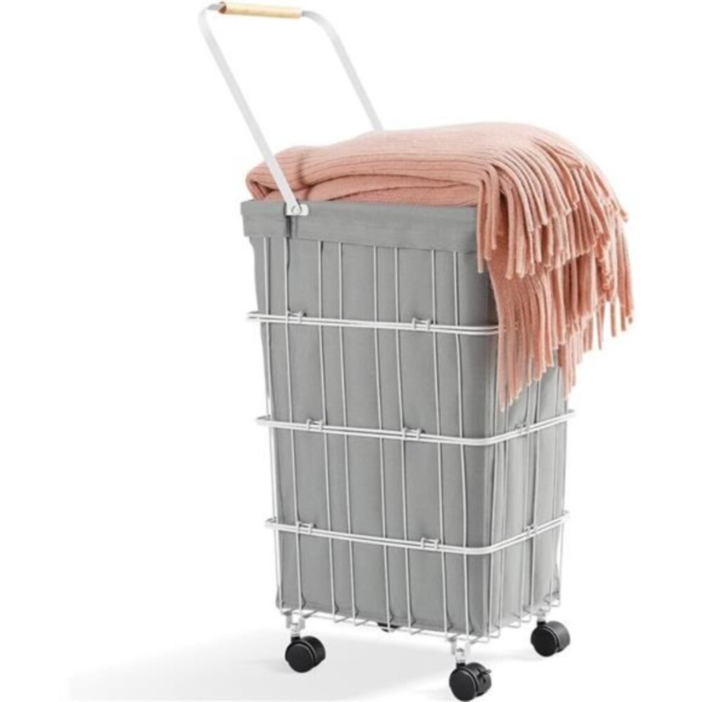 Rolling Laundry Hamper Large Laundry Basket with Handle Metal Frame Laundry Bin‎